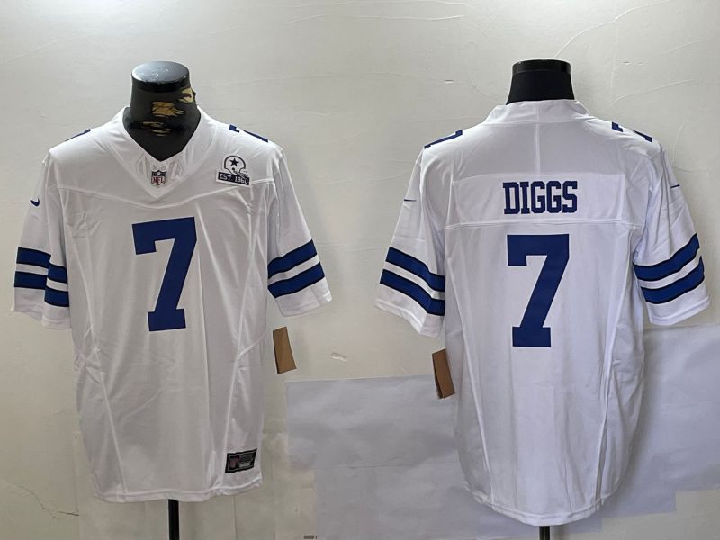 Men Dallas Cowboys #7 Diggs White 2024 Nike Limited NFL Jersey style 4